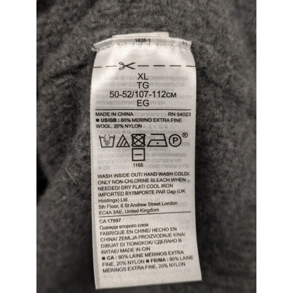 Banana Republic Gray Merino Wool Cable Knit Turtleneck Sweater sz XL Fisherman - Picture 9 of 9